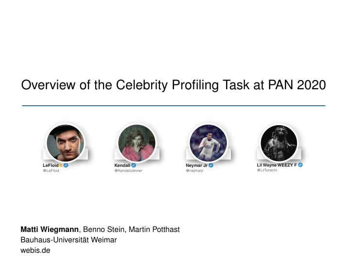 overview of the celebrity profiling task at pan 2020