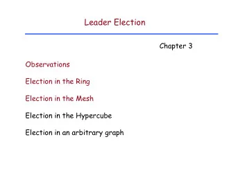 Leader Election  Chapter 3  Observations  Election in the Ring  Election in the Mesh  Election in