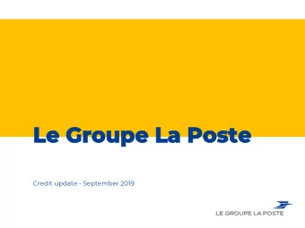 Le  Le Groupe  Groupe La  La Poste  Poste  Credit update - September 2019  C0 - Public / C1 -