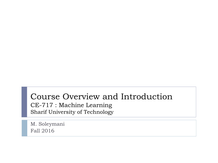 course overview and introduction