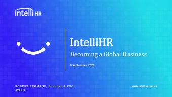 In  Intelli  lliHR  Becoming a Global Business  8 September 2020  www.intel  www  ellih  ihr.com.au