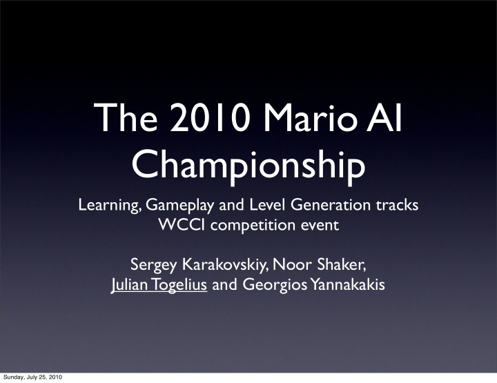 the 2010 mario ai championship