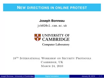 Whats wrong with the world today?  Developmental Inequality  Joseph Bonneau (University of