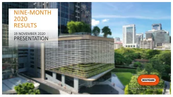 2020  RESULTS  19 NOVEMBER 2020  PRESENTATION  This presentation contains forward-looking