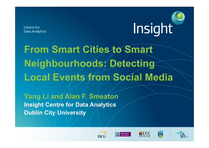 from smart cities to smart neighbourhoods detecting local