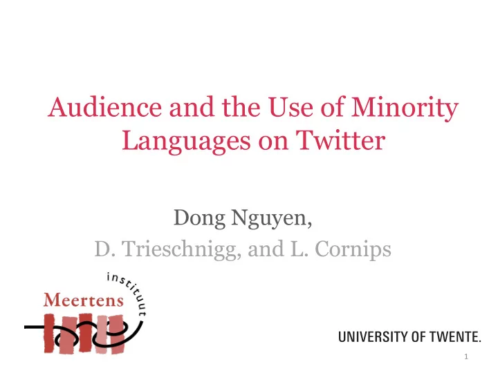 audience and the use of minority languages on twitter