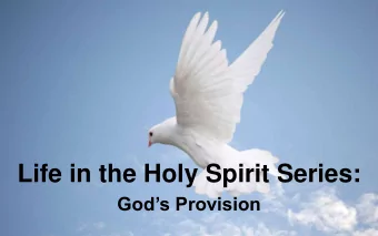 Life in the Holy Spirit Series:  Gods Provision  Gods Standard for Life in the Holy Spirit