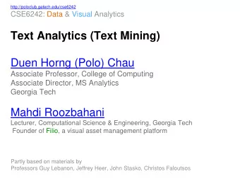 Mahdi Roozbahani  Lecturer, Computational Science &amp; Engineering, Georgia Tech  Founder of