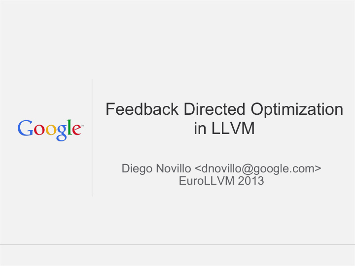 feedback directed optimization in llvm