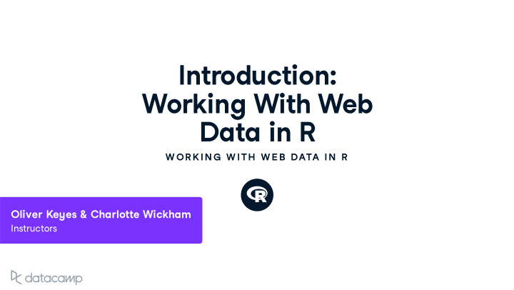 introd u ction working with web data in r