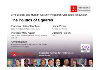 The Politics of Squares  Professor Helmut K Anheier  Laurie Penny  Dean, Hertie School of