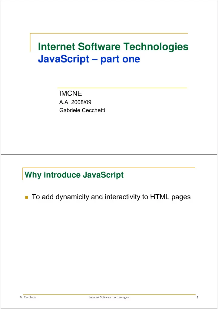 internet software technologies i t t s ft t h l i