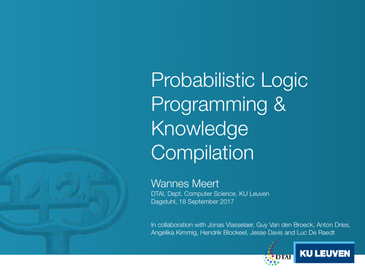 probabilistic logic programming knowledge compilation