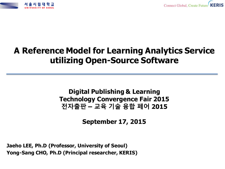 a reference model for learning analytics service