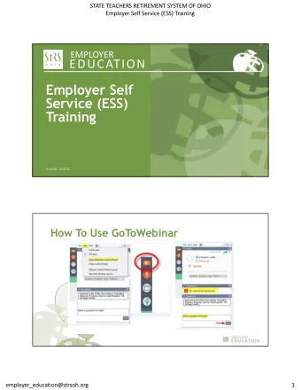 Employer Self  Service (ESS)  Training  50-406b, 10/20/E  How To Use GoToWebinar