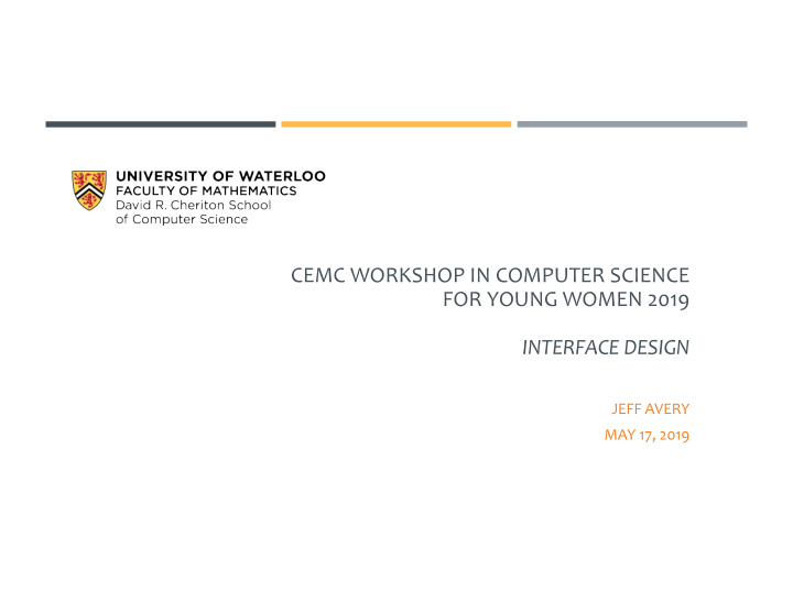 cemc workshop in computer science for young women 2019