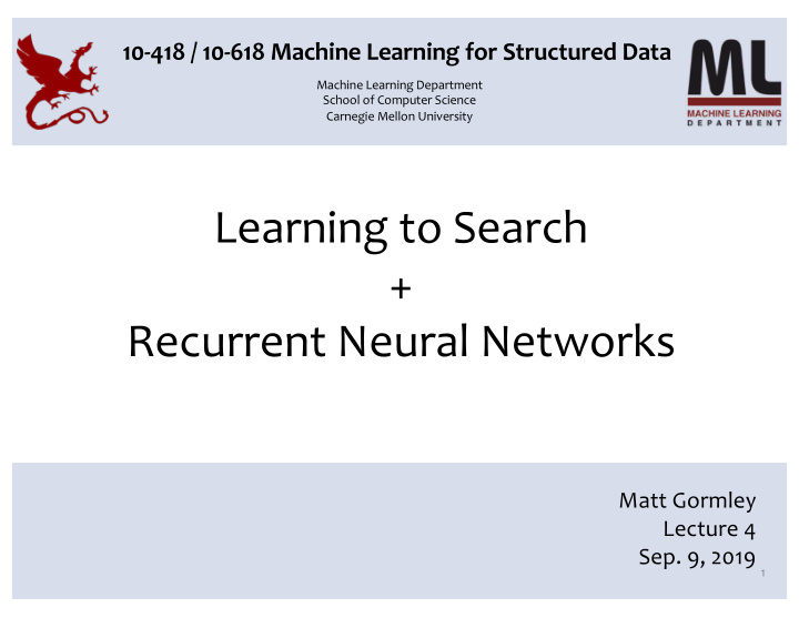 learning to search recurrent neural networks