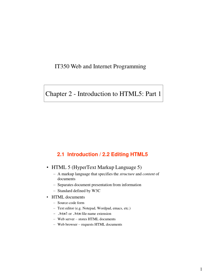 chapter 2 introduction to html5 part 1