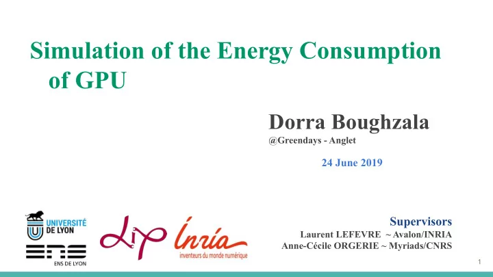 simulation of the energy consumption of gpu