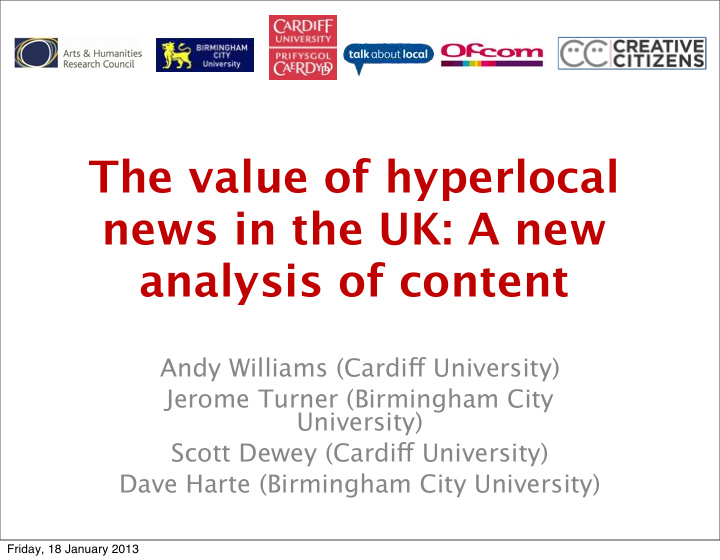 the value of hyperlocal news in the uk a new analysis of
