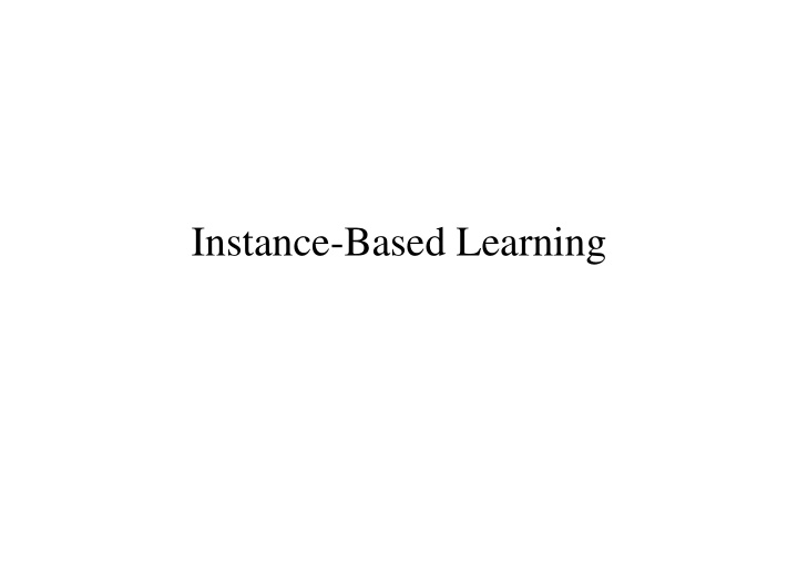instance based learning preview