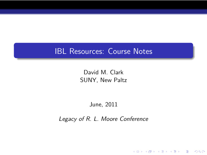 ibl resources course notes