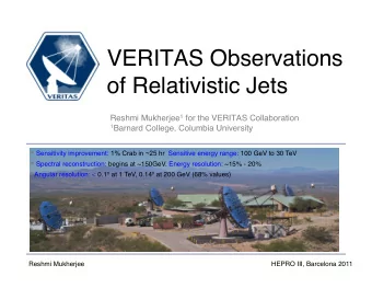 VERITAS Observations of Relativistic Jets  Reshmi Mukherjee 1 for the VERITAS Collaboration 1