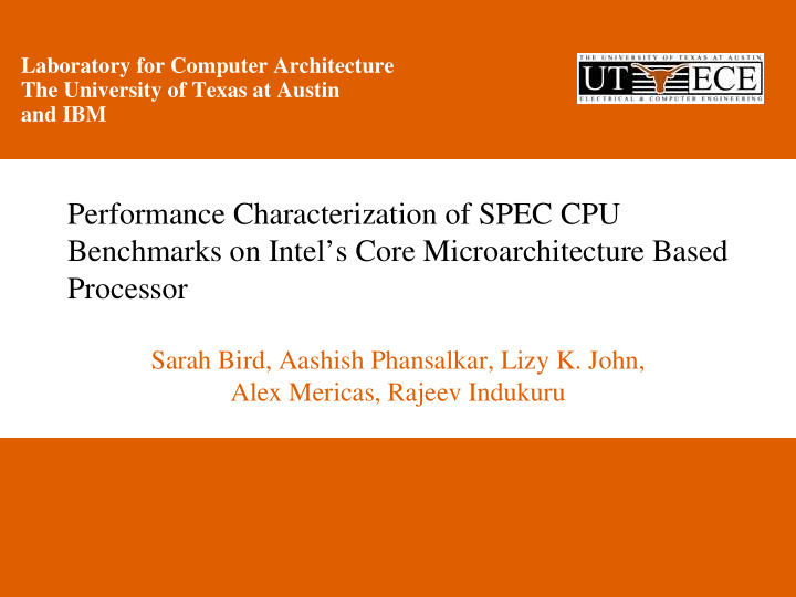 performance characterization of spec cpu benchmarks on