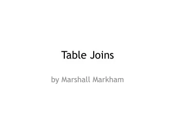 Table Joins  by Marshall Markham  About Me  Maxpoint Interactive  Located in Cary at RTP