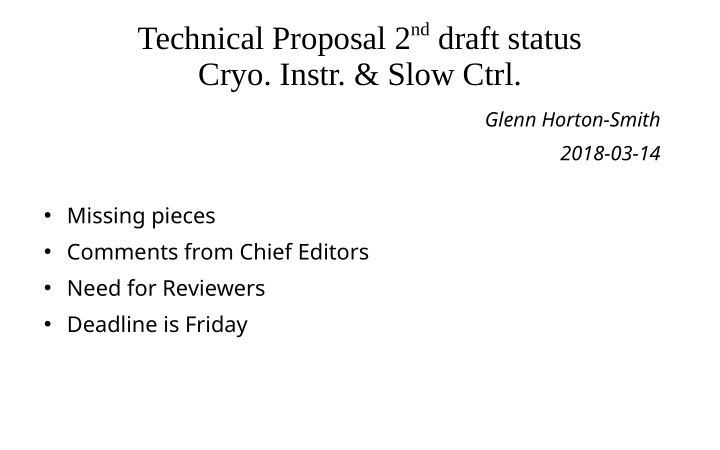 technical proposal 2 nd draft status cryo instr slow ctrl