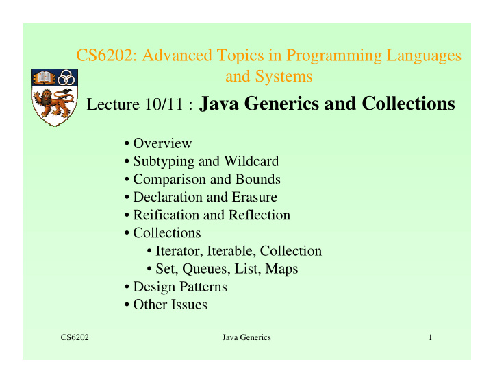 lecture 10 11 java generics and collections