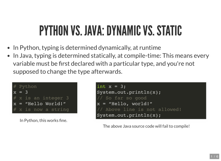 python vs java dynamic vs static