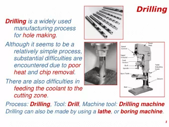Drilling Drilling is a widely used  manufacturing process  for hole making.  Although it seems to