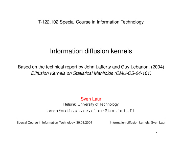 information diffusion kernels