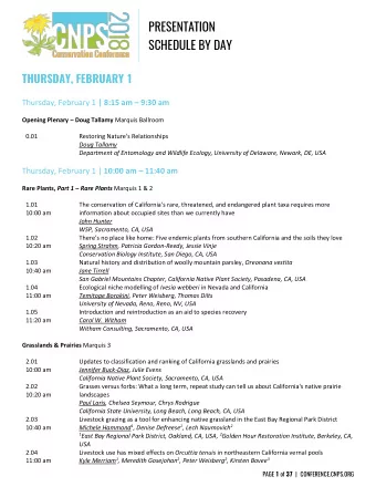 PRESENTATION SCHEDULE BY DAY  THURSDAY, FEBRUARY 1 Thursday, February 1 | 8:15 am  9:30 am