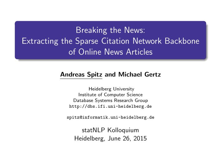 breaking the news extracting the sparse citation network