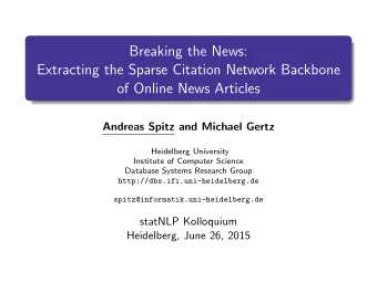 Breaking the News:  Extracting the Sparse Citation Network Backbone  of Online News Articles