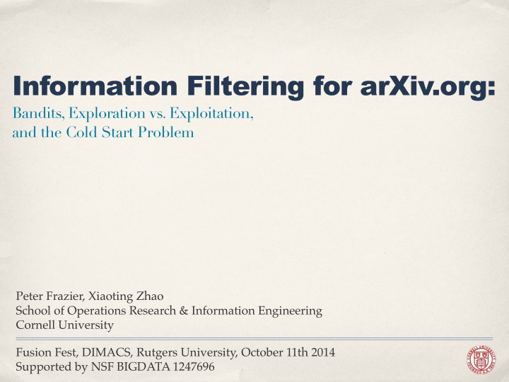 information filtering for arxiv org