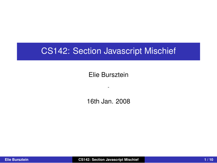 cs142 section javascript mischief