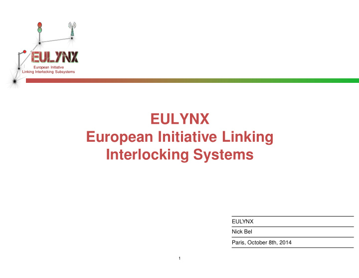 eulynx european initiative linking interlocking systems