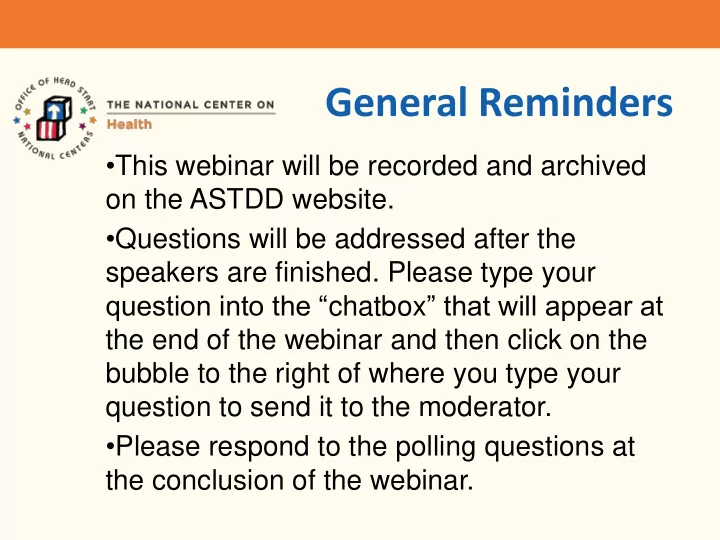 general reminders