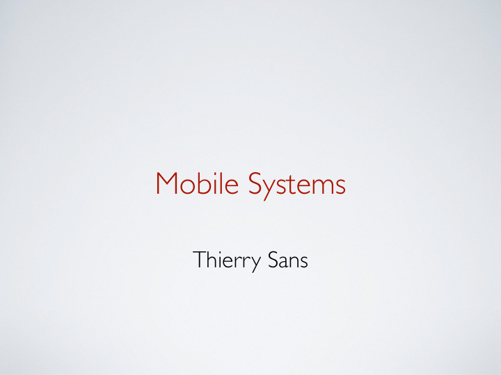 mobile systems