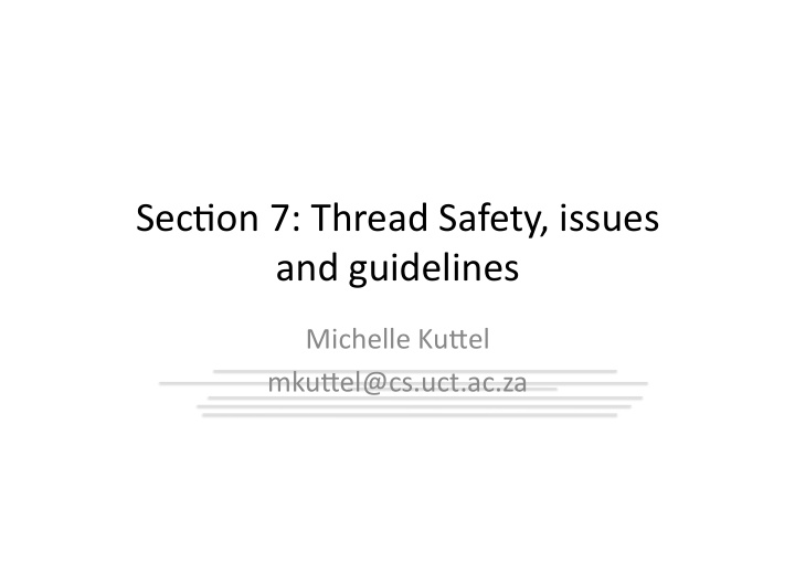 sec on 7 thread safety issues and guidelines