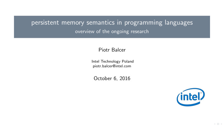 persistent memory semantics in programming languages