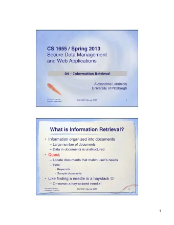 CS 1655 / Spring 2013  Secure Data Management  and Web Applications   04  Information