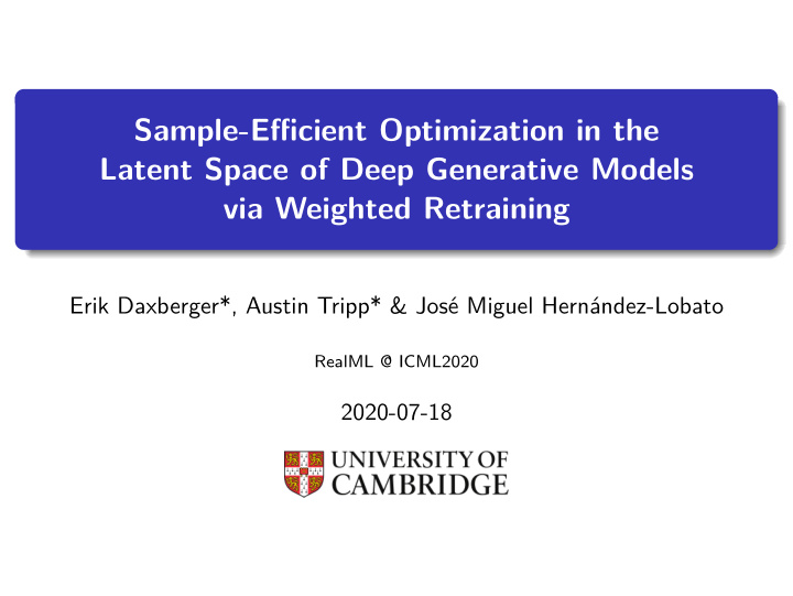 sample efficient optimization in the latent space of deep