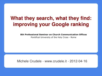 8th Professional Seminar on Church Communication Offices  Pontifical University of the Holy Cross -