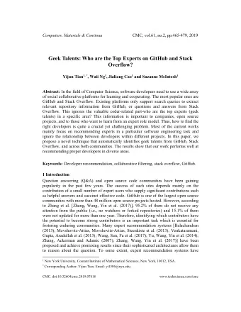 Geek Talents: Who are the Top Experts on GitHub and Stack  Overflow? Yijun Tian 1, * , Waii Ng 1 ,