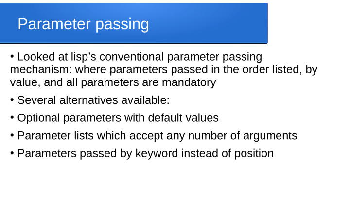 parameter passing