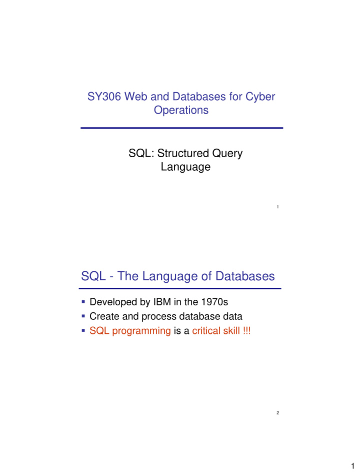 sql the language of databases